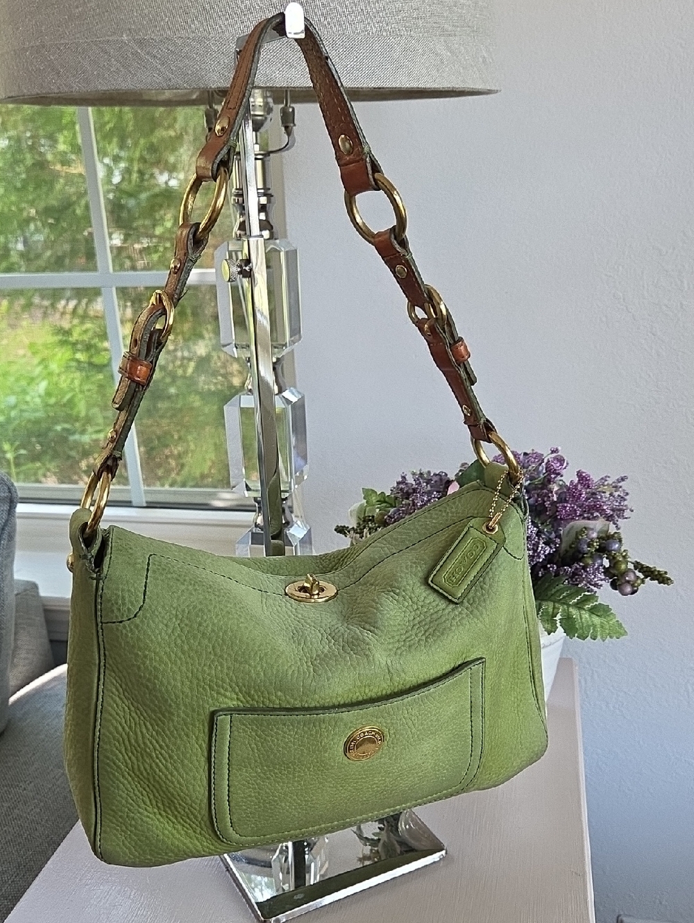 COACH Green Chelsea Soft Milled Nubuc Leather Shoulder Bag 2005